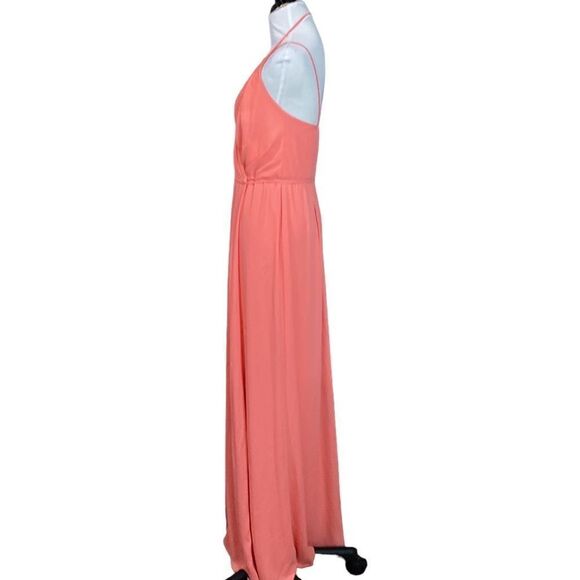 DB Coral Reef Chiffon Maxi Dress double-strap georgette bridesmaid wrap - Picture 5 of 13